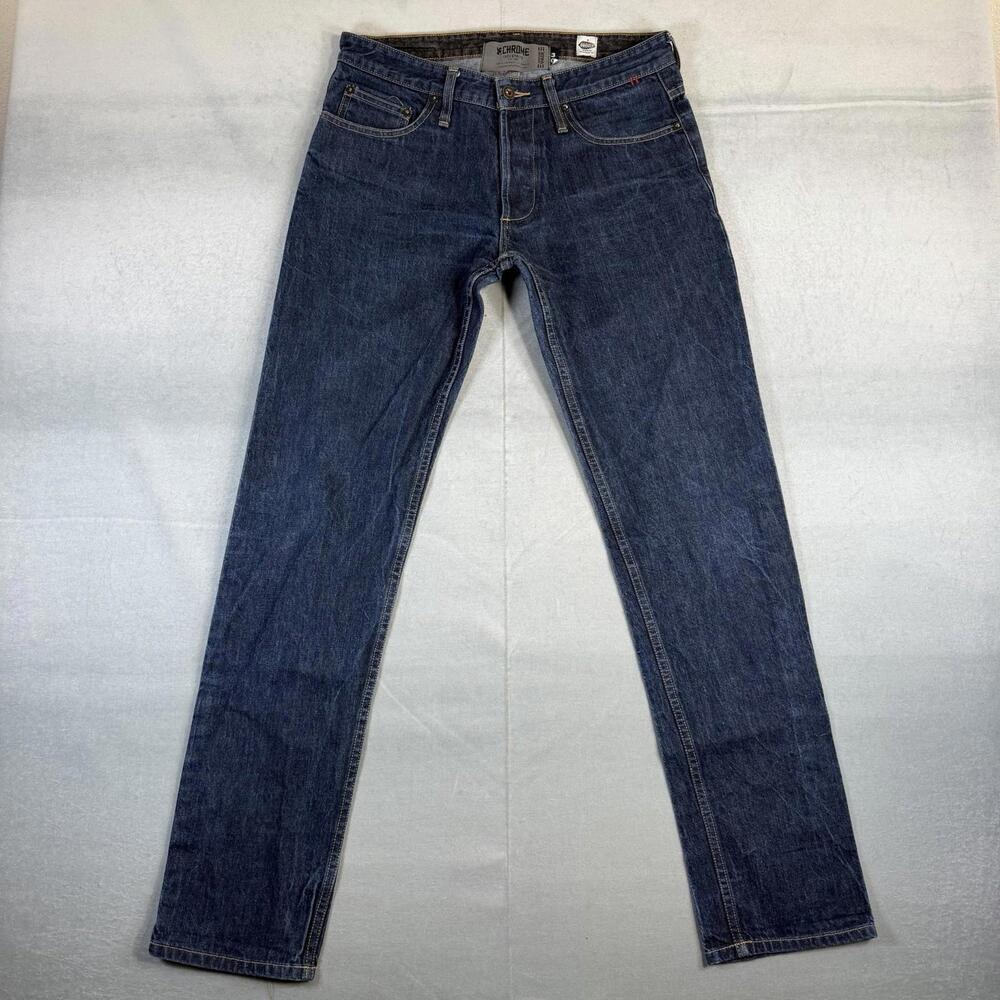 Chrome Industries Jeans Mens 30x33 Blue Dark Wash Slim USA Made A Code Denim